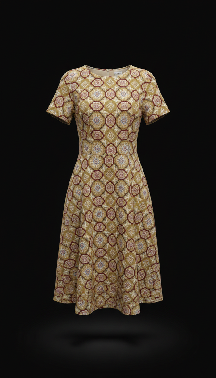A-Line Dress in Khaki Gold
